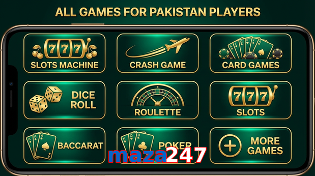 Main screen of Maza247 games page for PK players